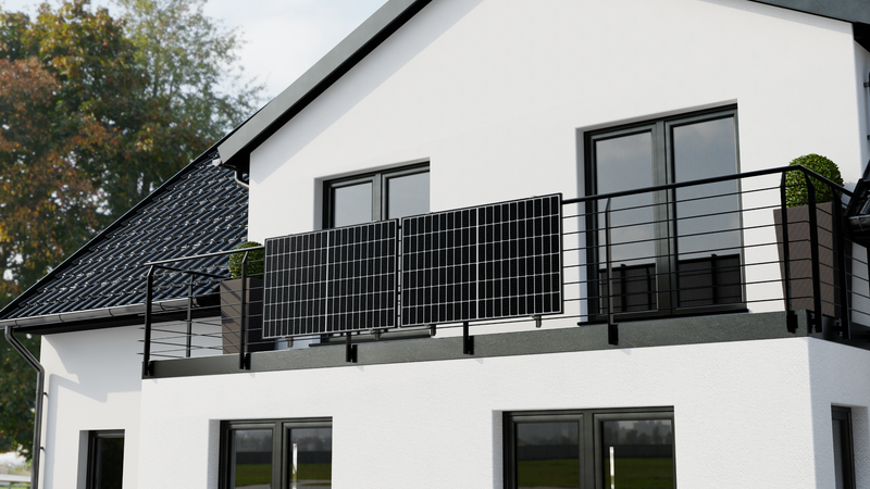 Montageset für 2 Solarmodule - Halterung Gitterbalkon oder Geländer - ohne Anstellwinkel