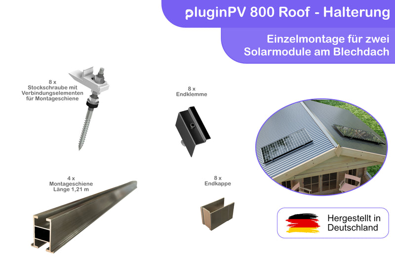 Montageset für 2 Solarmodule - Halterung Welldach, Blechdach oder Trapezdach - Einzelmontage