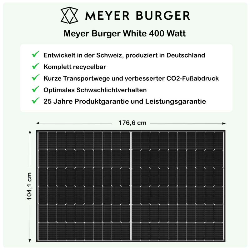 pluginPV 600 Premium (2 Module) - Balkonkraftwerk - 600 Watt / 800 Watt Peak - Hoymiles / Meyer Burger (Black Frame)