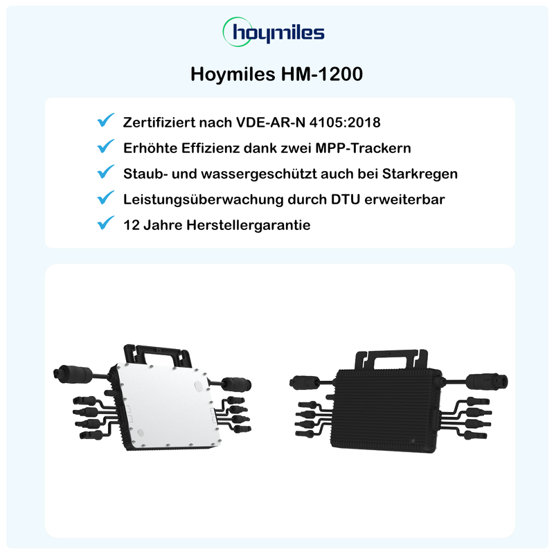 pluginPV 1200 Premium (3 Module) - Mini-Solaranlage - 1200 Watt / 1200 Watt Peak - Hoymiles / Meyer Burger (Black Frame)