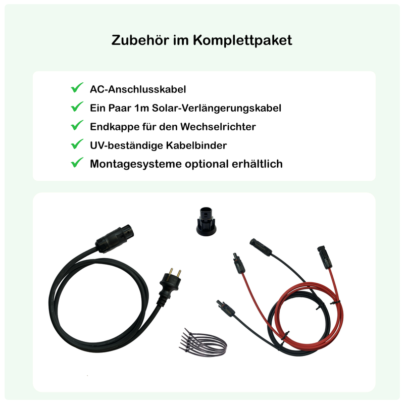 pluginPV 600 Basic (2 Module) - Balkonkraftwerk - 600 Watt / 750 Watt Peak - Hoymiles / Solar-Fabrik (Black Frame)