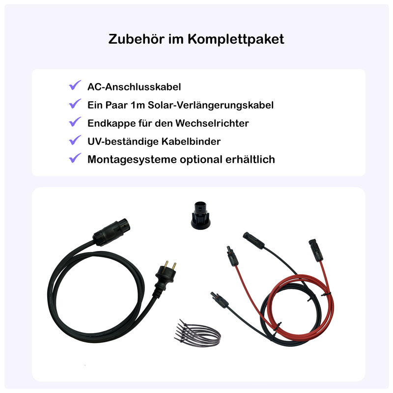 pluginPV 800 Basic (2 Module) - Balkonkraftwerk 800 Watt / 850 Watt Peak - Hoymiles / Trina (Black Frame)