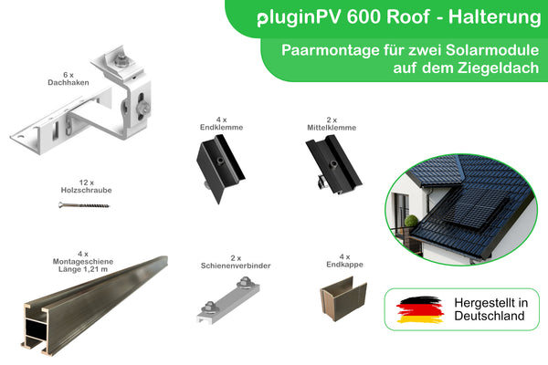 Montageset für 2 Solarmodule - Halterung Ziegeldach - Paarmontage