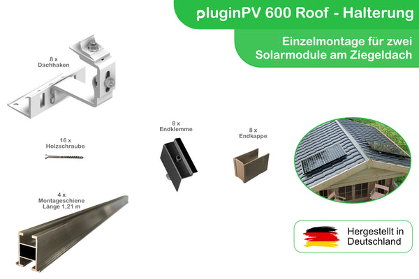 Montageset für 2 Solarmodule - Halterung Ziegeldach - Einzelmontage