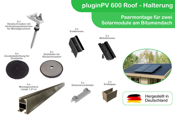 Montageset für 2 Solarmodule - Halterung Bitumendach - Paarmontage