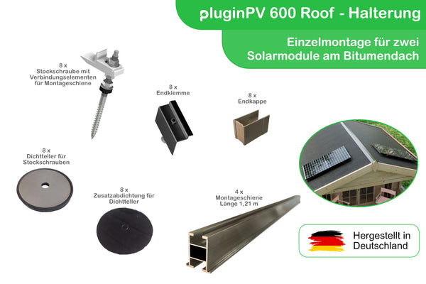 Montageset für 2 Solarmodule - Halterung Bitumendach - Einzelmontage