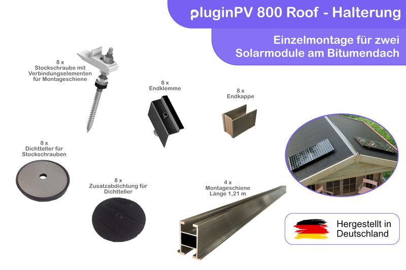 Montageset für 2 Solarmodule - Halterung Bitumendach - Einzelmontage