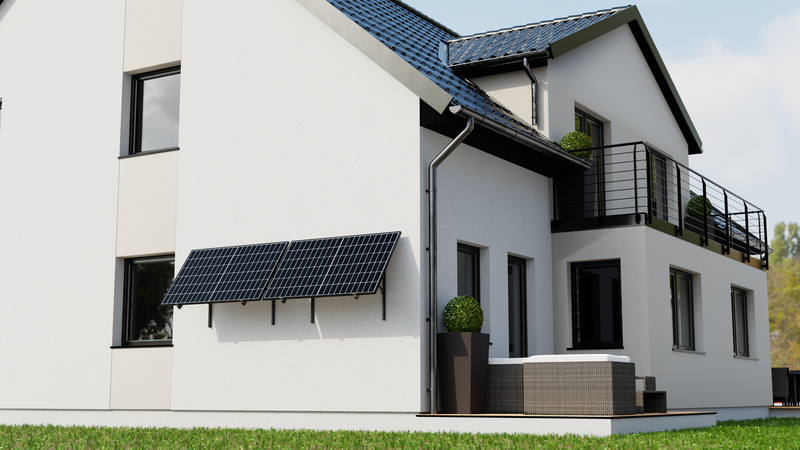 Montageset für 2 Solarmodule - Halterung Fassade oder Wand - mit Anstellwinkel 18°-43°