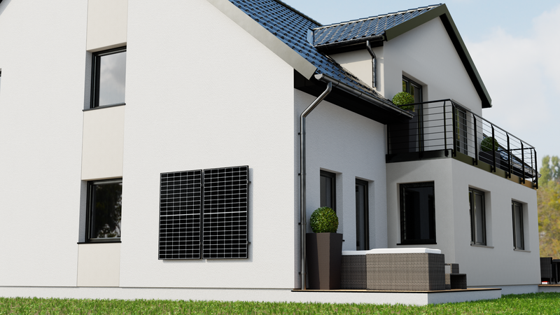 Montageset für 2 Solarmodule - Halterung Fassade oder Wand - ohne Anstellwinkel