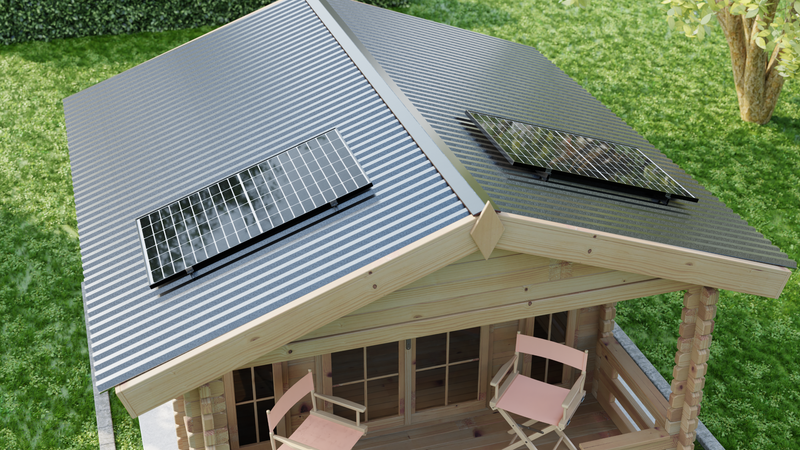 Montageset für 2 Solarmodule - Halterung Welldach, Blechdach oder Trapezdach - Einzelmontage