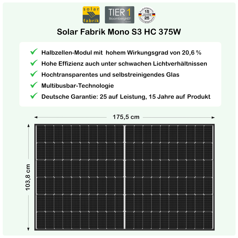 Shopping-Deal mit inFranken.de - Balkonkraftwerk - 600 Watt / 750 Watt Peak - Hoymiles / Solar-Fabrik (2 Module)