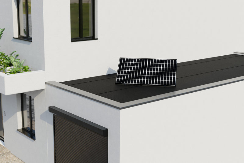 Montageset für 1 Solarmodul - Halterung Flachdach, Terrasse oder Garten - mit Aufständerung 17° / ValkBox 3