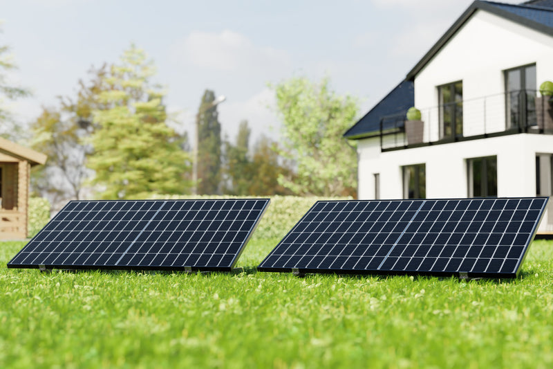 Montageset für 2 Solarmodule - Halterung Flachdach, Terrasse oder Garten - mit Aufständerung 17° / ValkBox 3
