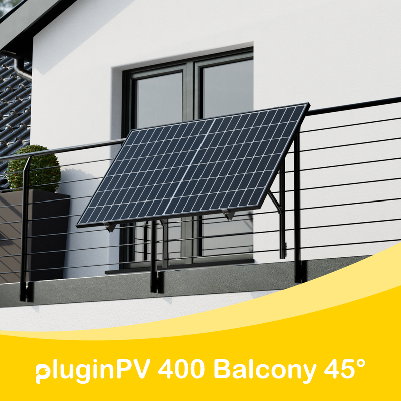 Balkonkraftwerk pluginPV 400 Balcony 45° für Gitterbalkon oder Geländer