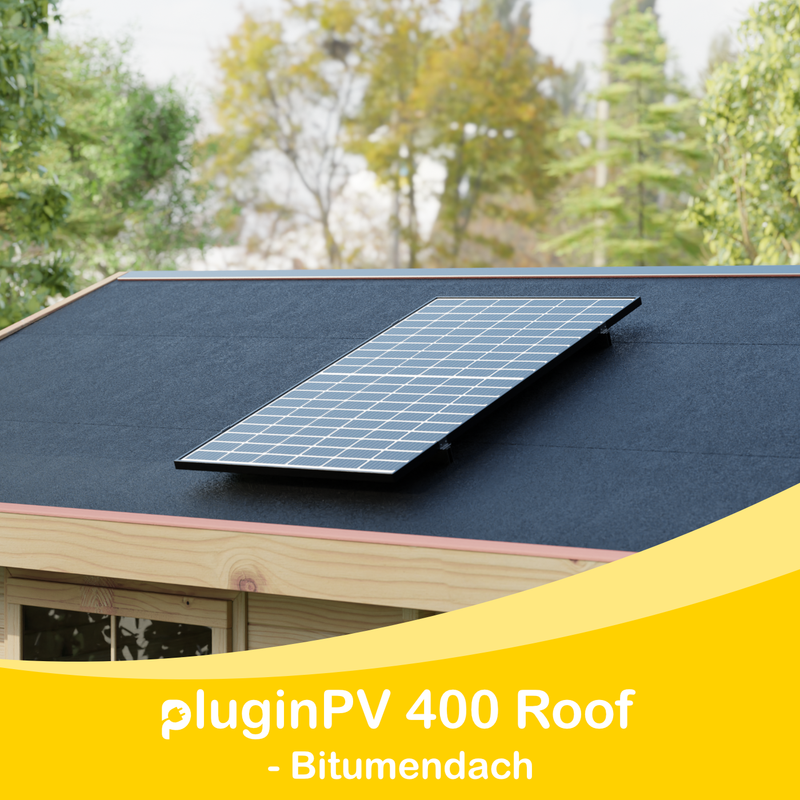 Balkonkraftwerk pluginPV 400 Roof für Bitumendach