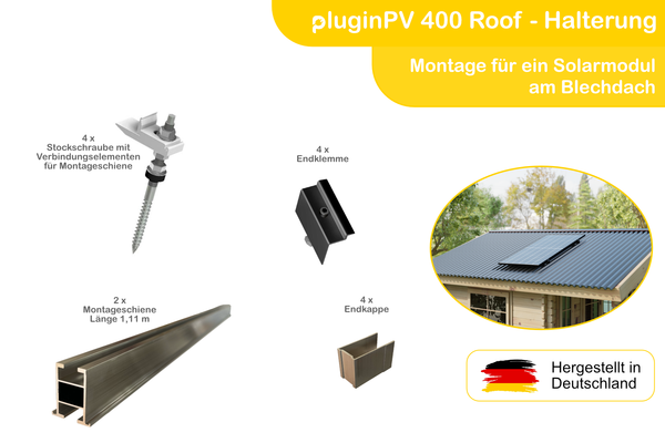 Montageset für 1 Solarmodul - Halterung Welldach, Blechdach oder Trapezdach