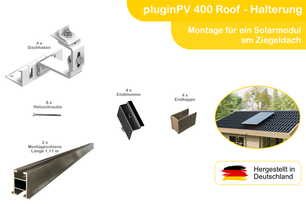 Montageset für 1 Solarmodul - Halterung Ziegeldach