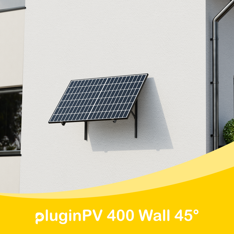 Balkonkraftwerk pluginPV 400 Wall 45° für Fassade oder Betonbalkon