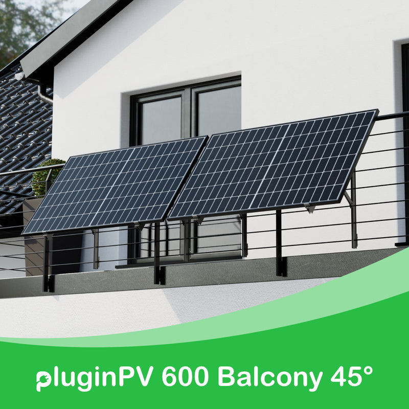 Balkonkraftwerk - pluginPV 600 Balcony 45° für Balkon oder Geländer