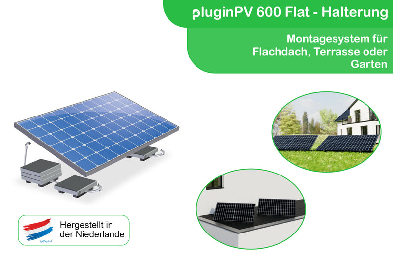 Montageset für 2 Solarmodule - Halterung Flachdach, Terrasse oder Garten - mit Aufständerung 17° / ValkBox 3