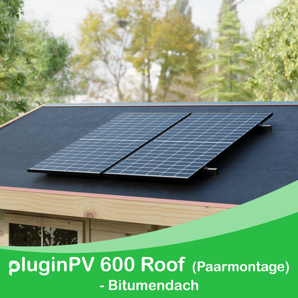Balkonkraftwerk - pluginPV 600 Roof für Bitumendach (Paarmontage)