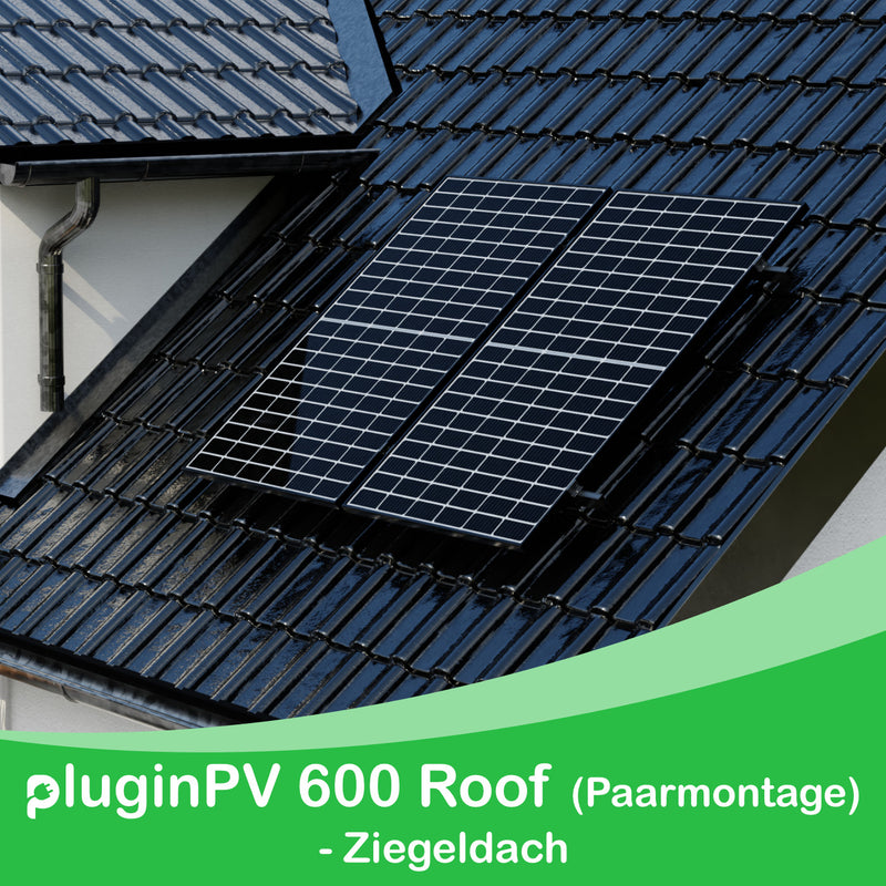 Balkonkraftwerk - pluginPV 600 Roof für Ziegeldach (Paarmontage)