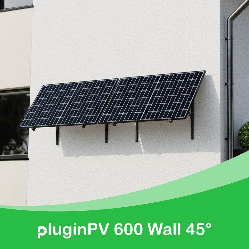 Balkonkraftwerk - pluginPV 600 Wall 45° für Fassade oder Betonbalkon