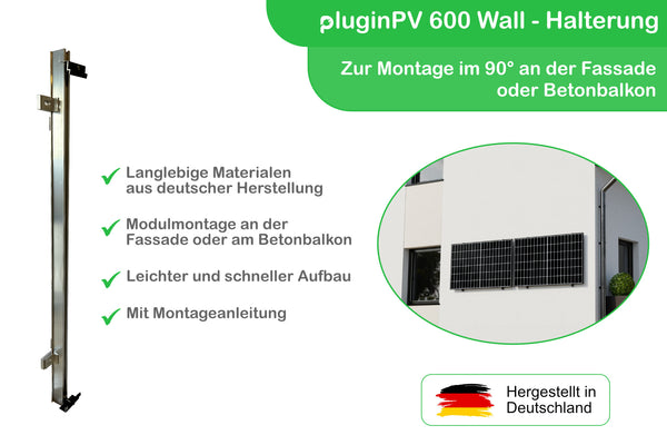 Montageset für 2 Solarmodule - Halterung Fassade oder Wand - ohne Anstellwinkel